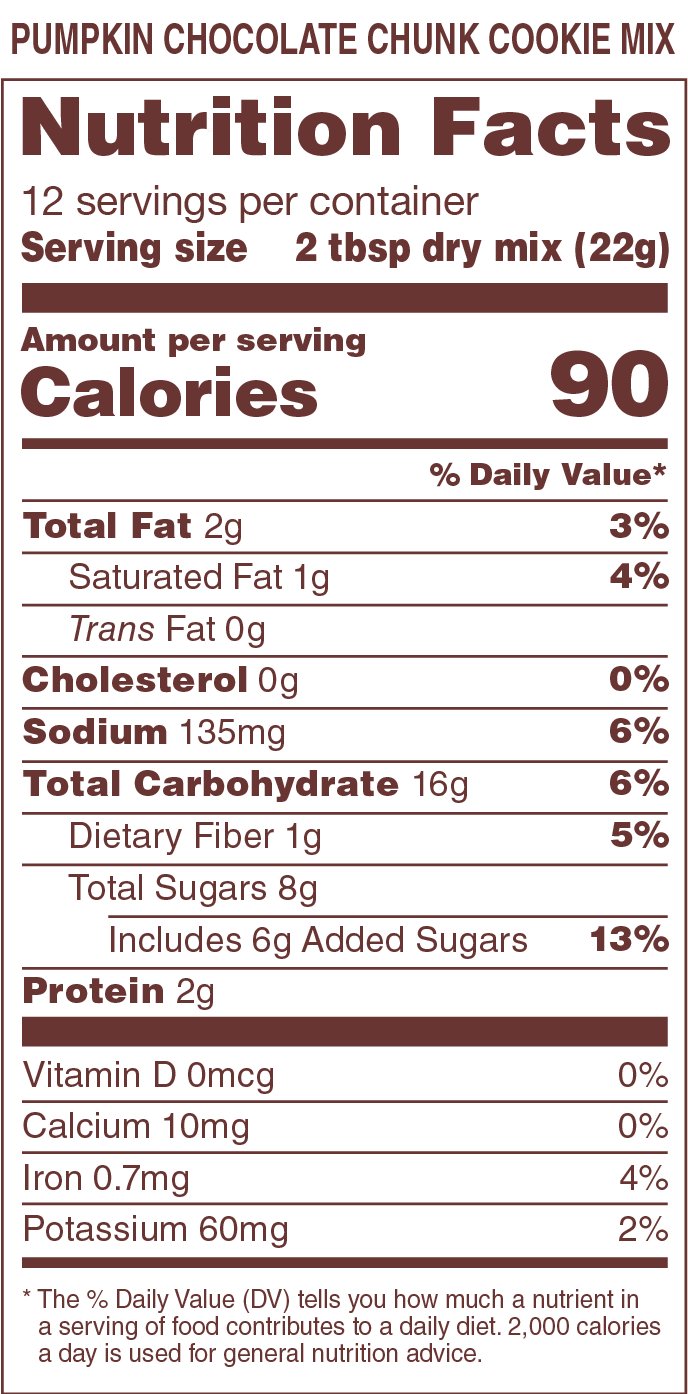 Pumpkin Chocolate Chunk Cookie Mixes